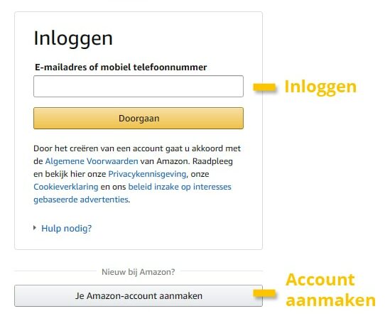 Amazon Prime inloggen of account aanmaken