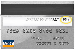 CVC op achterkant VISA card